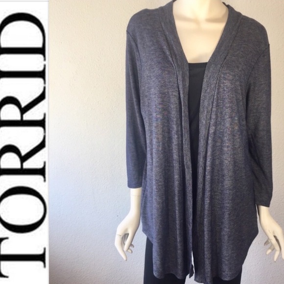 Torrid Long Blue Cardigan Open Style 1X Plus Size - Picture 1 of 7